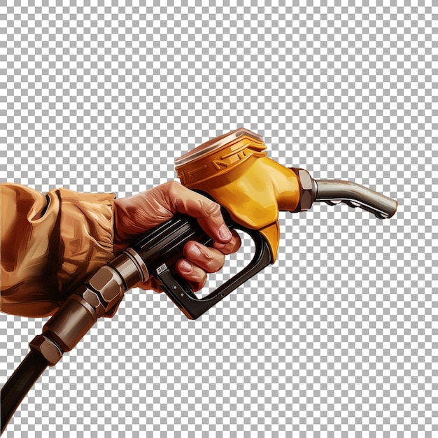 PSD fuel nozzle in hand on transparent background ai generated