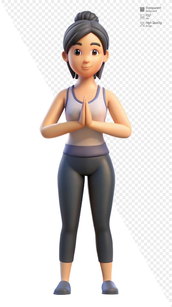 PSD full body picture of a female yoga instructor in a peaceful pose on a transparent background