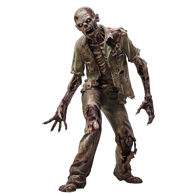 PSD full body scary zombie isolated