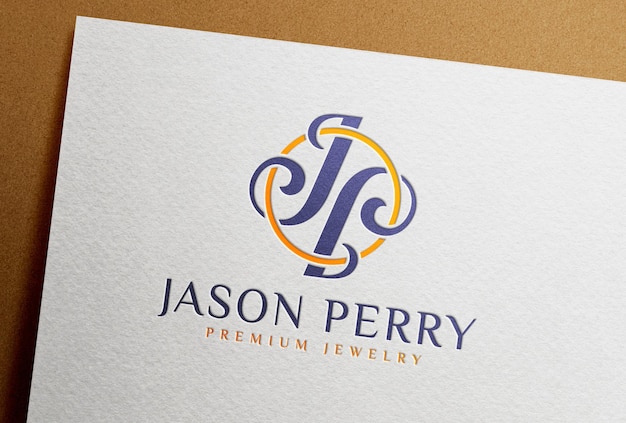 Full Color Debossed Logo Mockup printed on White Paper Card