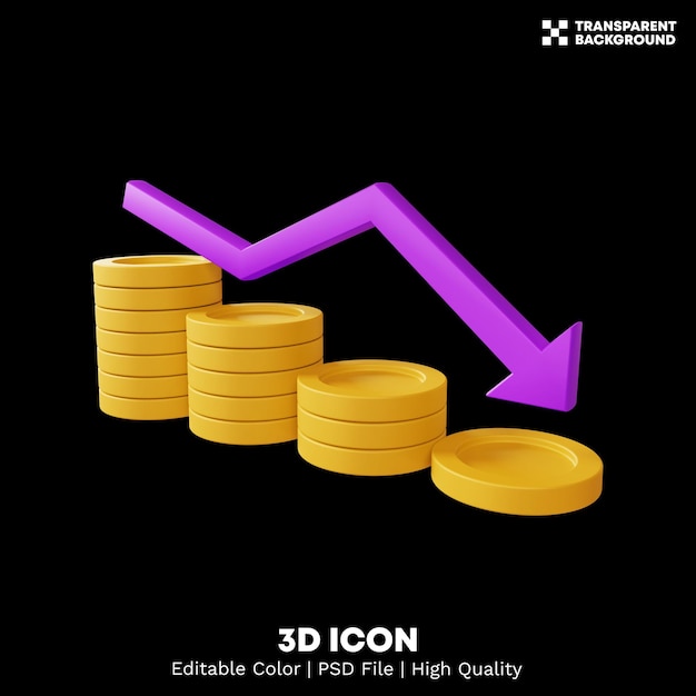 Full editable color 3d rendering coin illustration icon