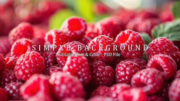 Full frame closeup of fresh ripe red healthy raspberries in pile on stall