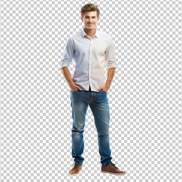 PSD in full growth a successful young man confidently on transparent background