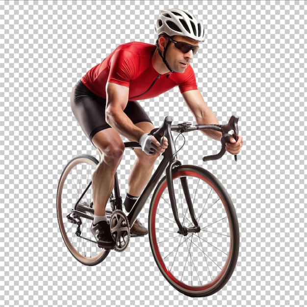 Full length of active female bicyclist in helmet and sportswear riding bike on asphalt road near mountain ridge in summer day