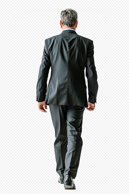 Full length portrait of businessman standing back and looking away