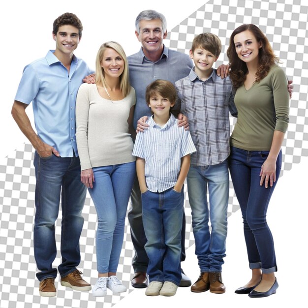 Full length portrait of a cheerful young family transparent background