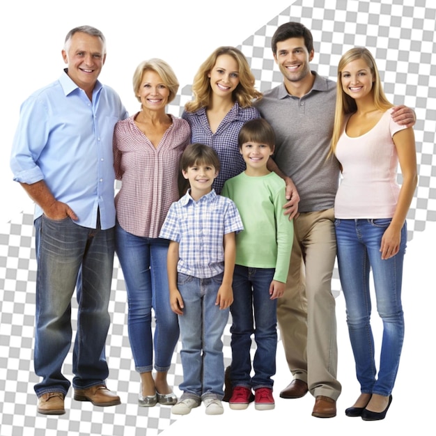 Full length portrait of a cheerful young family transparent background