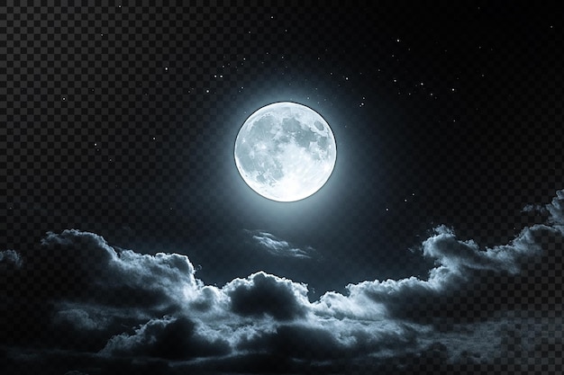 PSD a full moon with a dark sky and clouds