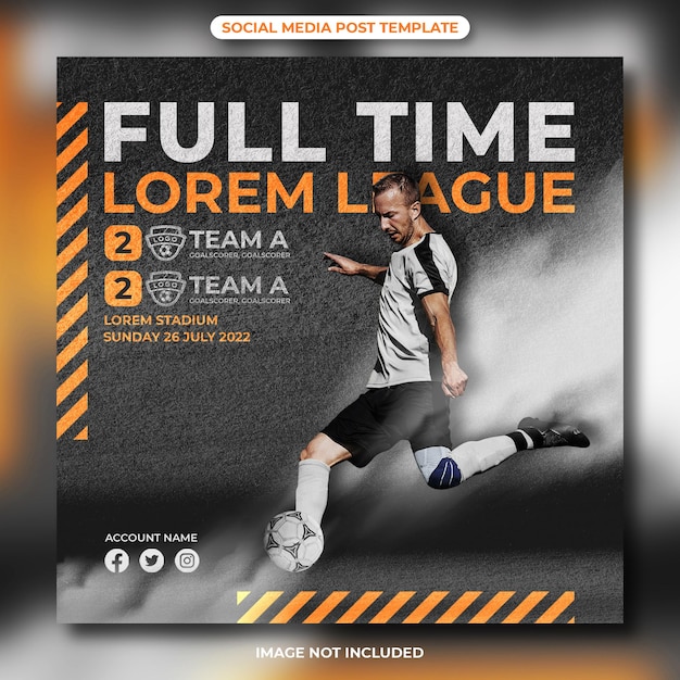 Full time football match social media post template