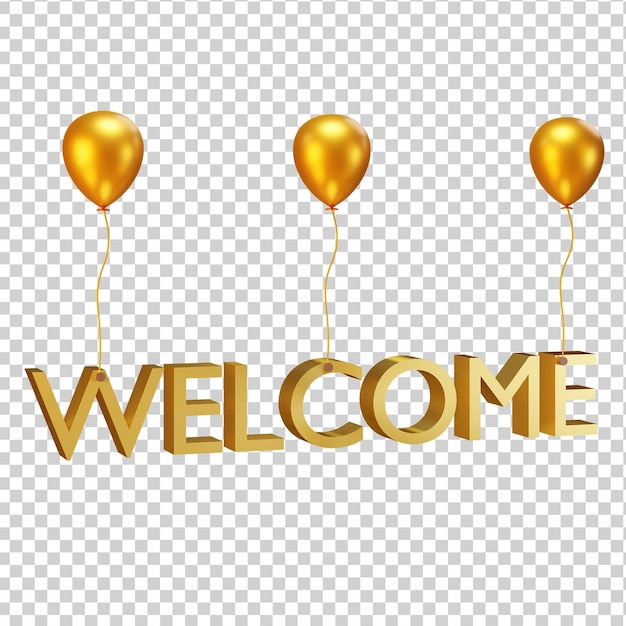 Fully isolated Welcome sign with balloons