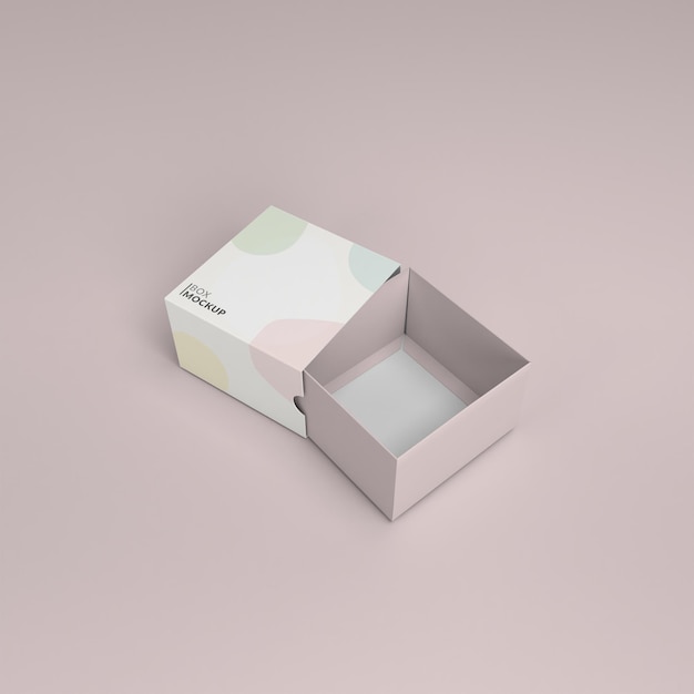 Fully open square box mockup