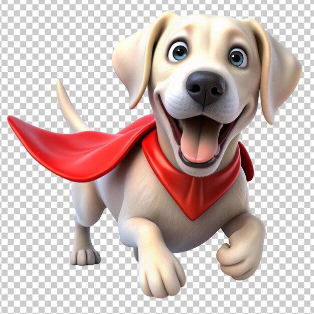 PSD fun 3d cartoon super white labrador retriever on transparent background