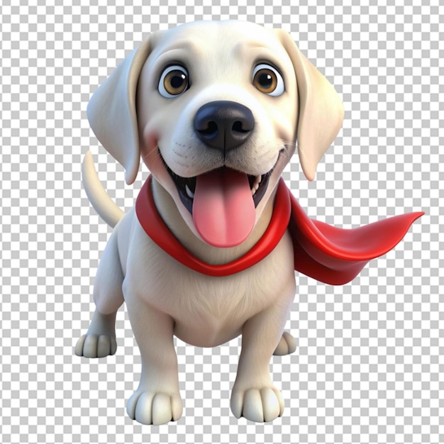 PSD fun 3d cartoon super white labrador retriever on transparent background