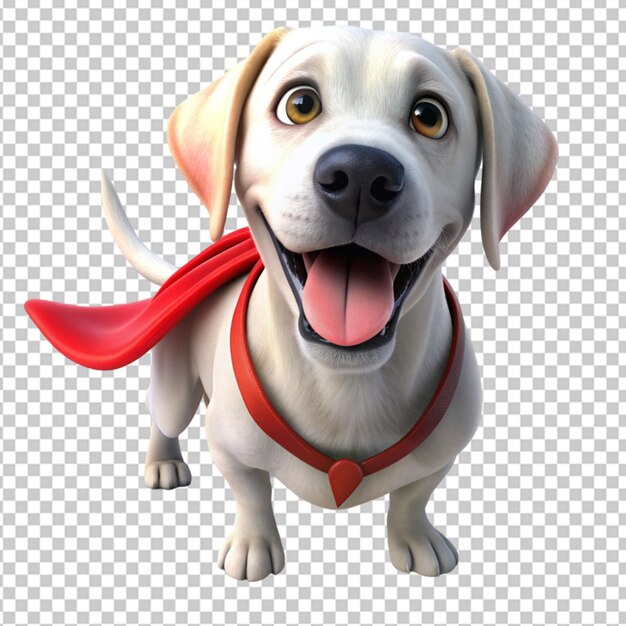 PSD fun 3d cartoon super white labrador retriever on transparent background