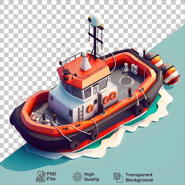 Fun Cartoon Boat on Transparent Background