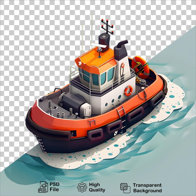 Fun Cartoon Boat on Transparent Background