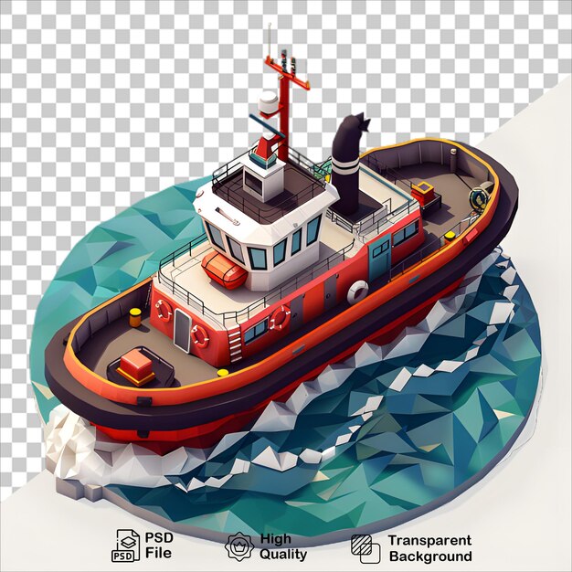 Fun Cartoon Boat on Transparent Background