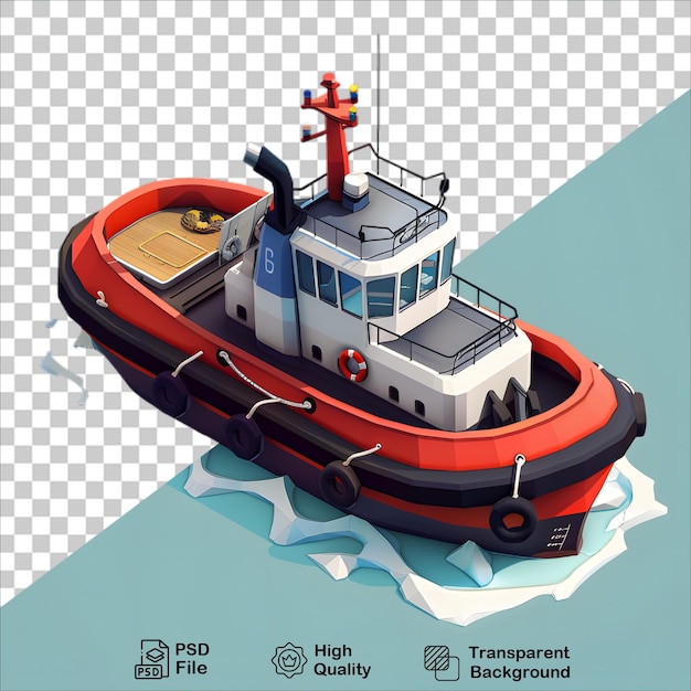 Fun Cartoon Boat on Transparent Background