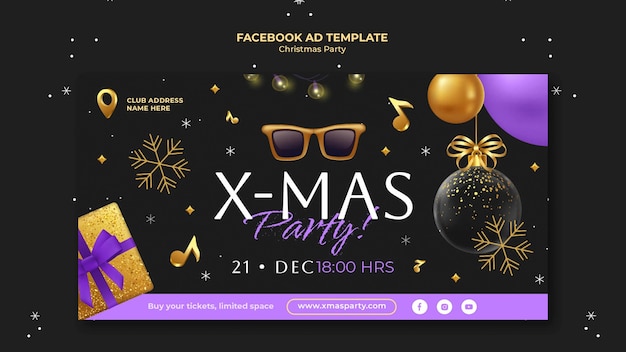 Fun christmas party facebook template