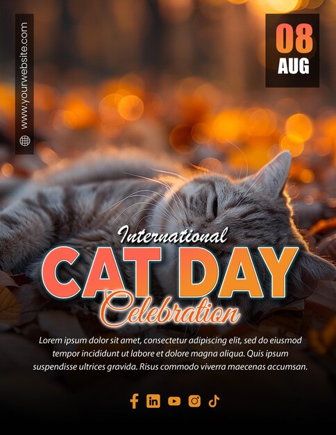 Fun International Cat Day Customizable Flyer Design