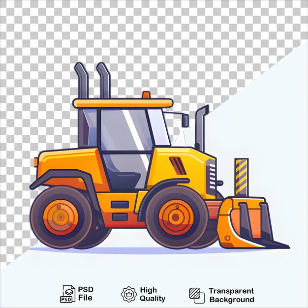 Fun yellow tractor Cartoon Design for Kids with no background