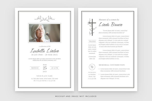 PSD funeral memorial card template in psd