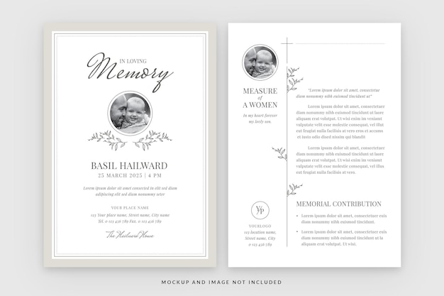 PSD funeral memorial card template in psd