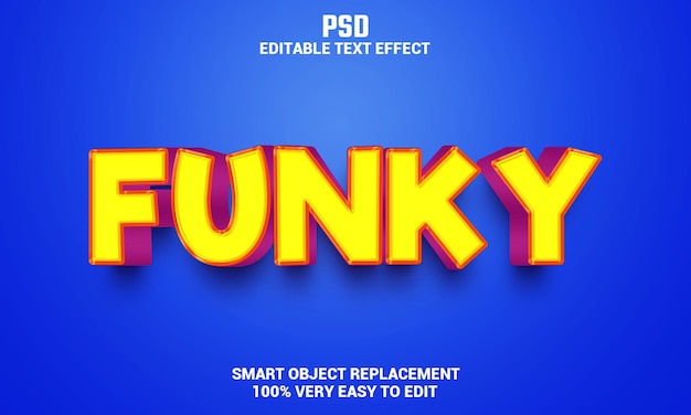 Funky 3d editable text effect with background premium Psd