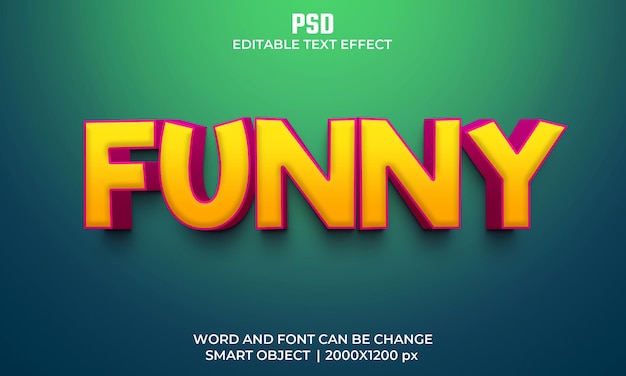 Funny 3d editable text effect Premium Psd with background