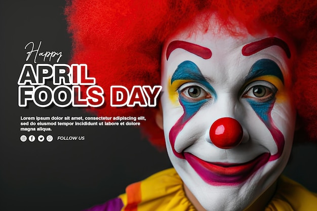 funny clown with copy space for april fools day concept text