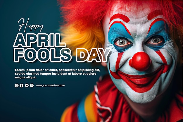 funny clown with copy space for april fools day concept text