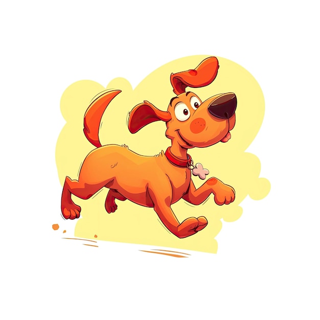 Funny Dog Cartoon Bounding Along Cartoon Illustration