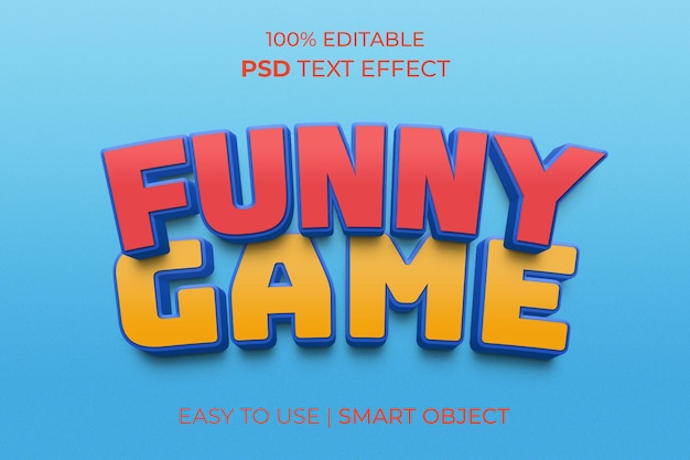 Funny Game Kids and cartoon style colorful text effect Red and Yellow