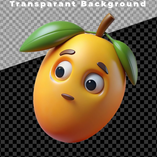 Funny mango isolated on transparent background