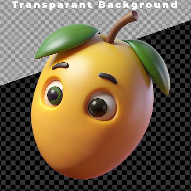 Funny mango isolated on transparent background