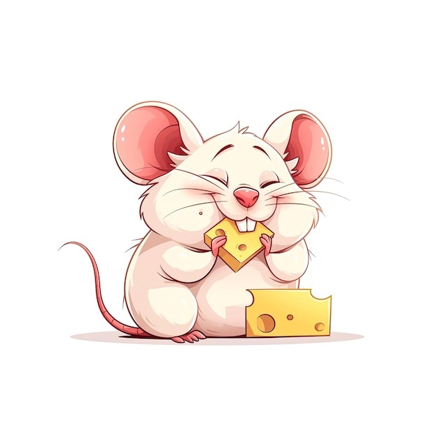 PSD funny mouse cartoon with a piece of cheese cartoon illustration