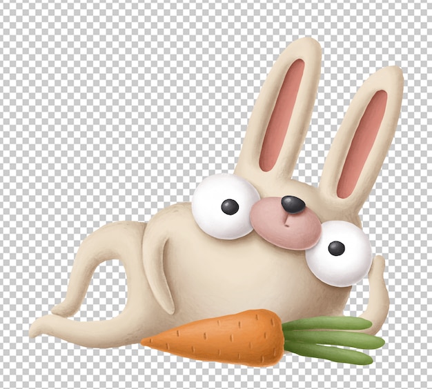 Funny rabbit character with carrot