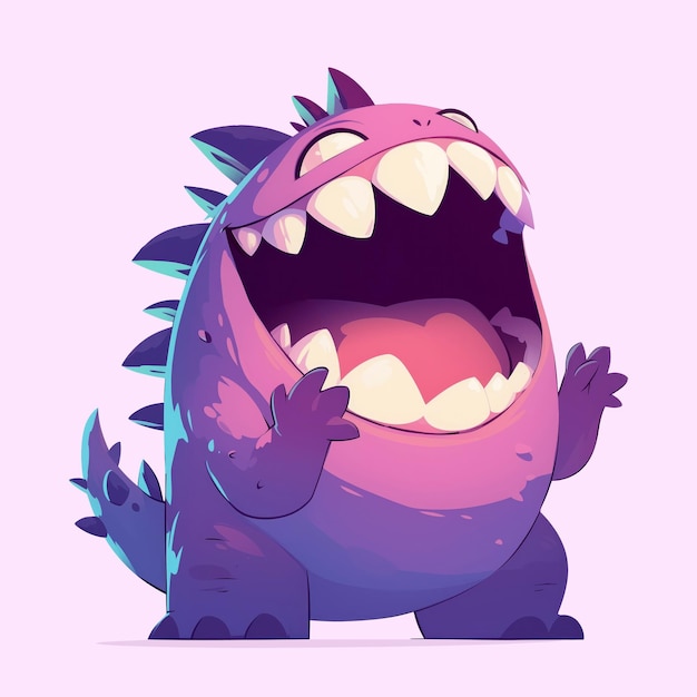 PSD funny scary laughing monster cartoon illustration