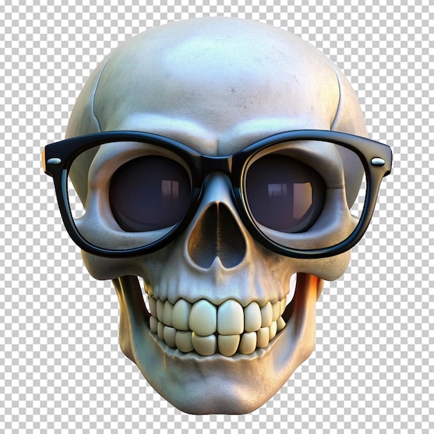 funny skull in glasses isolated on white backgroun