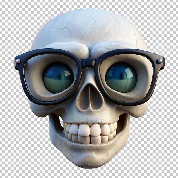 funny skull in glasses isolated on white backgroun