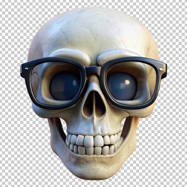 funny skull in glasses isolated on white backgroun