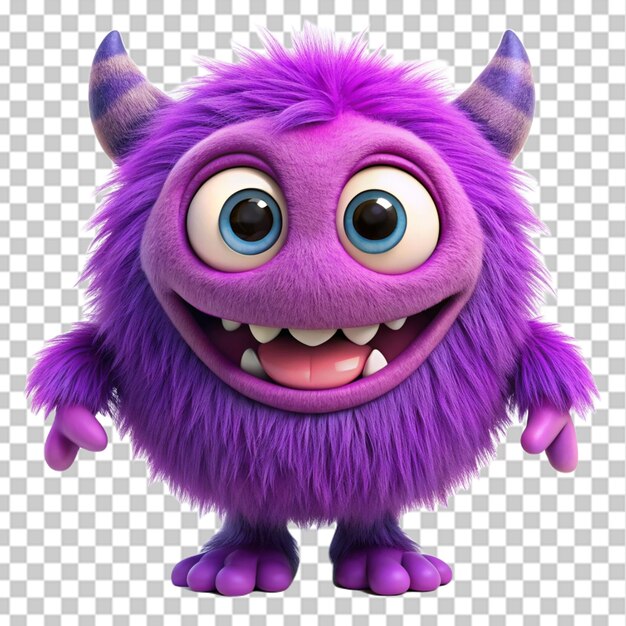 Funny unique fantasy monster in 3D color grunge character sticker isolated on transparent background