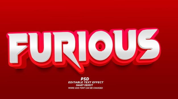 Furious 3d editable text effect PSD template