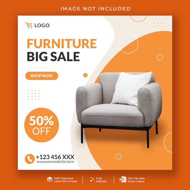 Furniture big sale social media post template