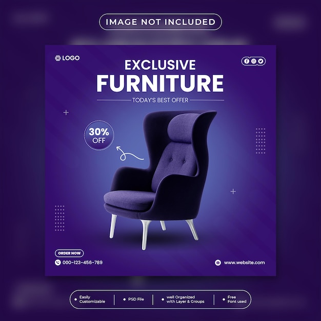 furniture brand product social media post banner template