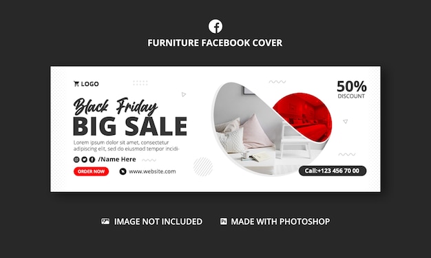 Furniture business Facebook cover banner template design