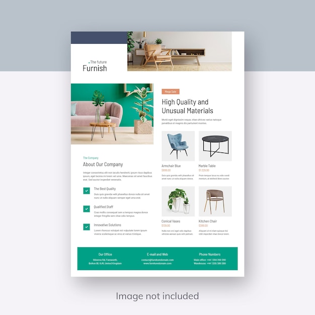 Furniture company catalog products flyer print template