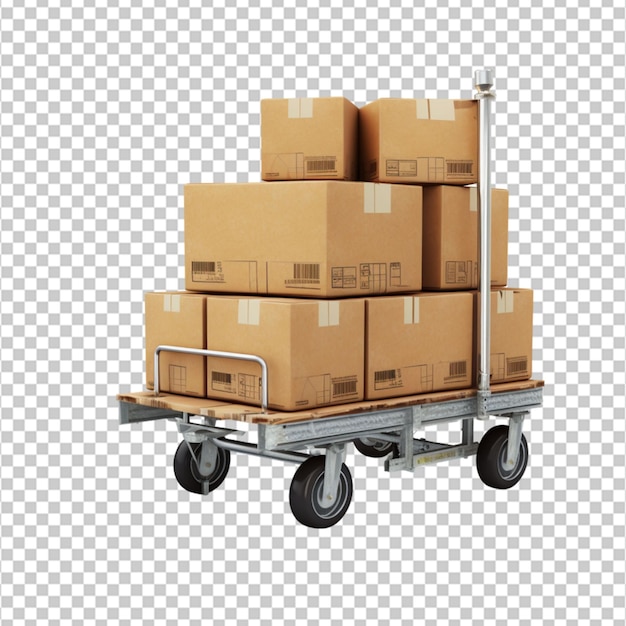 Furniture Dolly Loaded with Moving Boxes Isolated on white Background