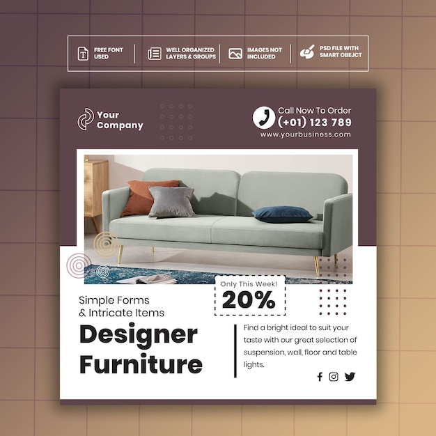 Furniture Interior Designs Instagram Post Template