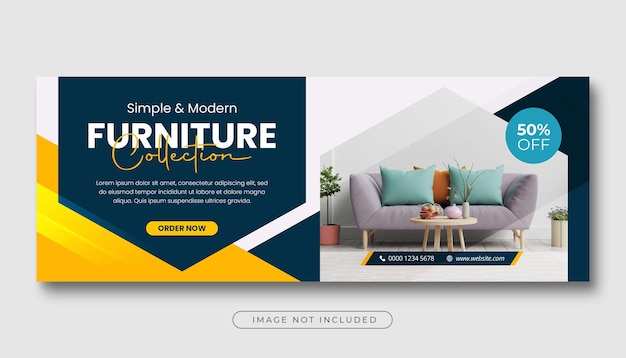 Furniture product sale facebook cover or web banner template